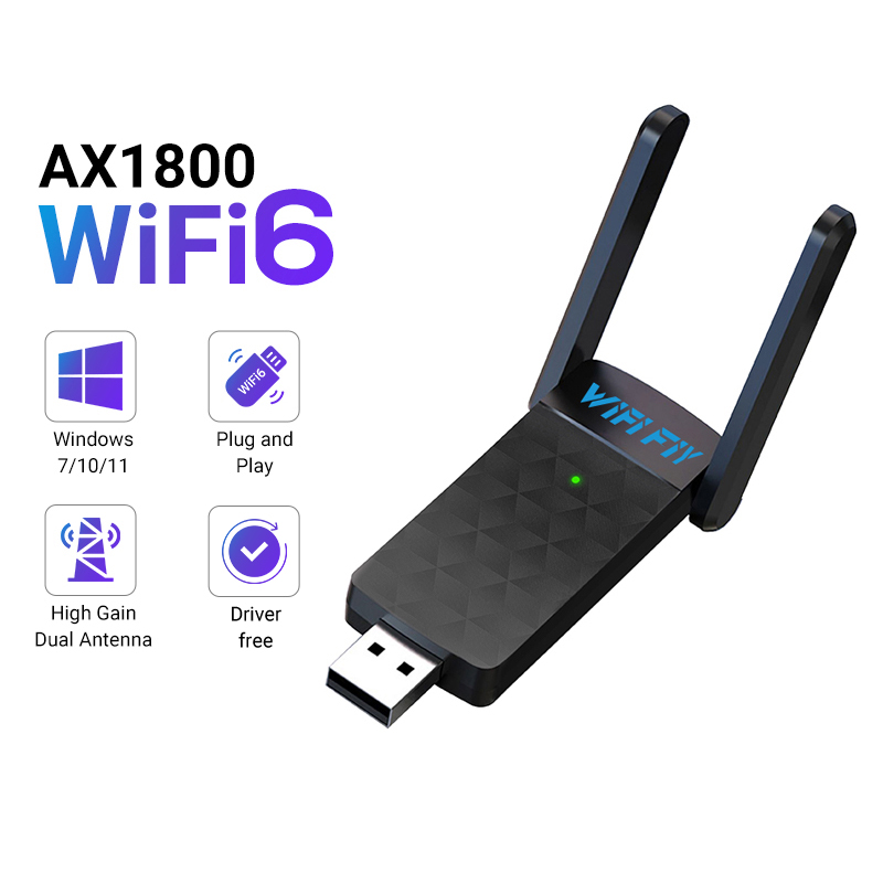 Antenna 2.4Ghz - Adaptateur USB WiFi 6, 1800Mbps, 5G/2.4GHz,