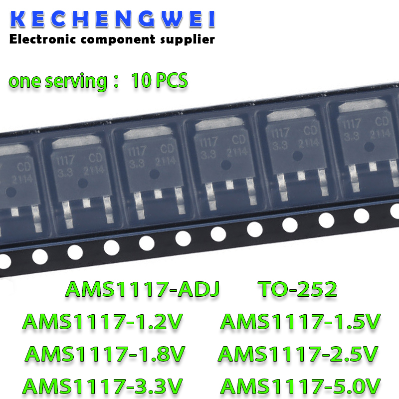 Ams1117 Module - 10 pièces/lot AMS1117CD-ADJ AMS1117-5.0 AMS1117CD-3.3 AMS1117CD-1.5