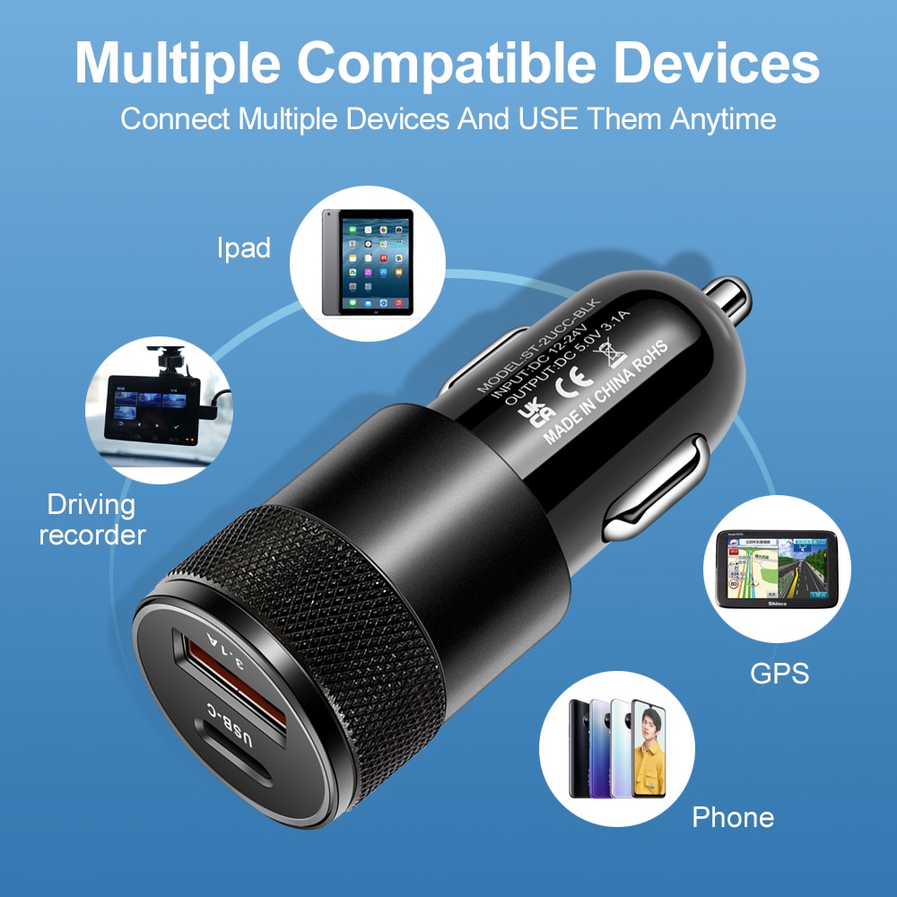 Chargeur de voiture USB 66W, a - Usb C Cable avis et prix